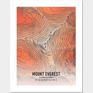 Mount Everest Topographic Map Elevation color Posters and Art